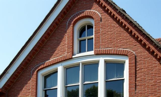 Detail van een Nederlandse trapgevel in de zon